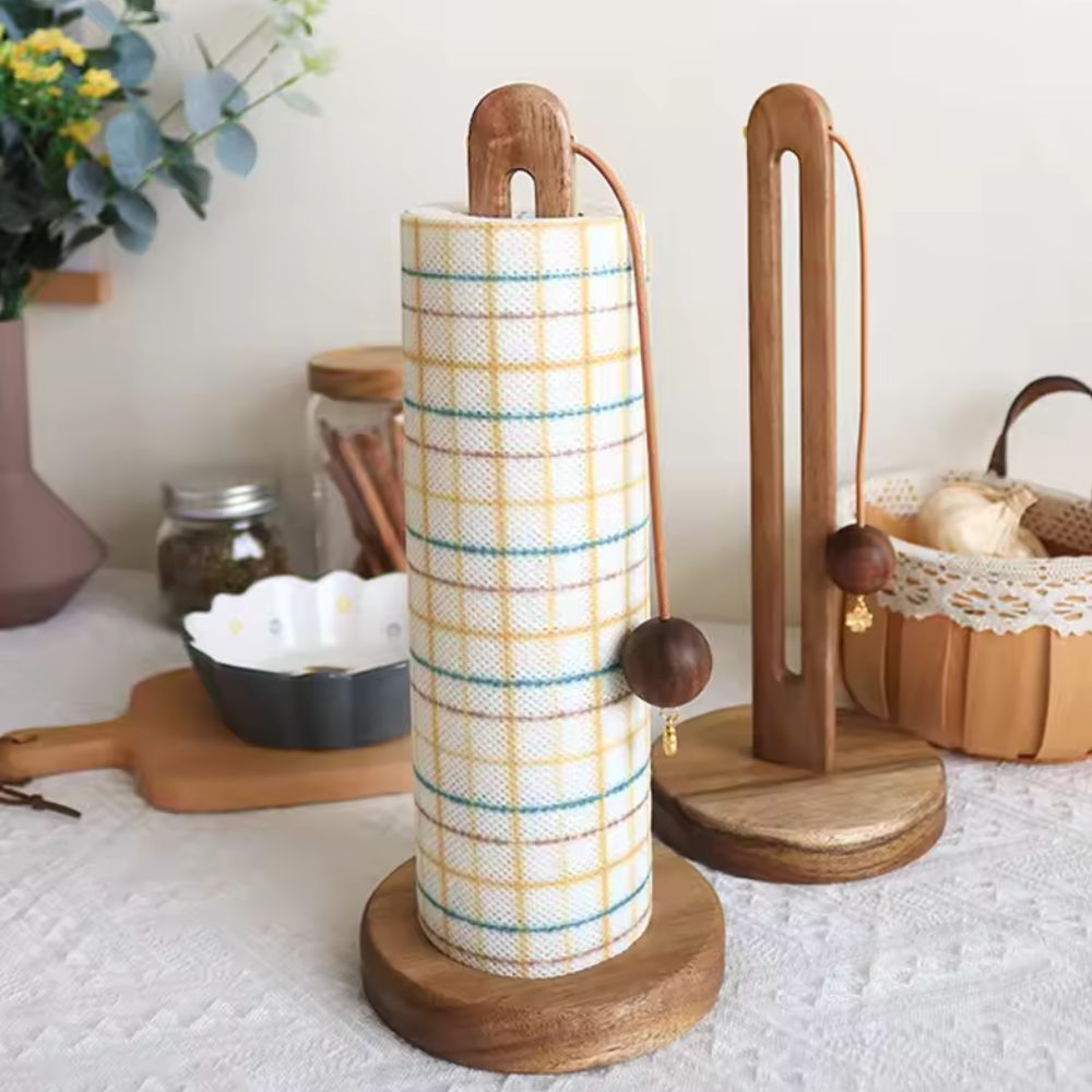 Arden Toilet Paper Holder Stand - Premium Acacia Wood, Modern Design 3