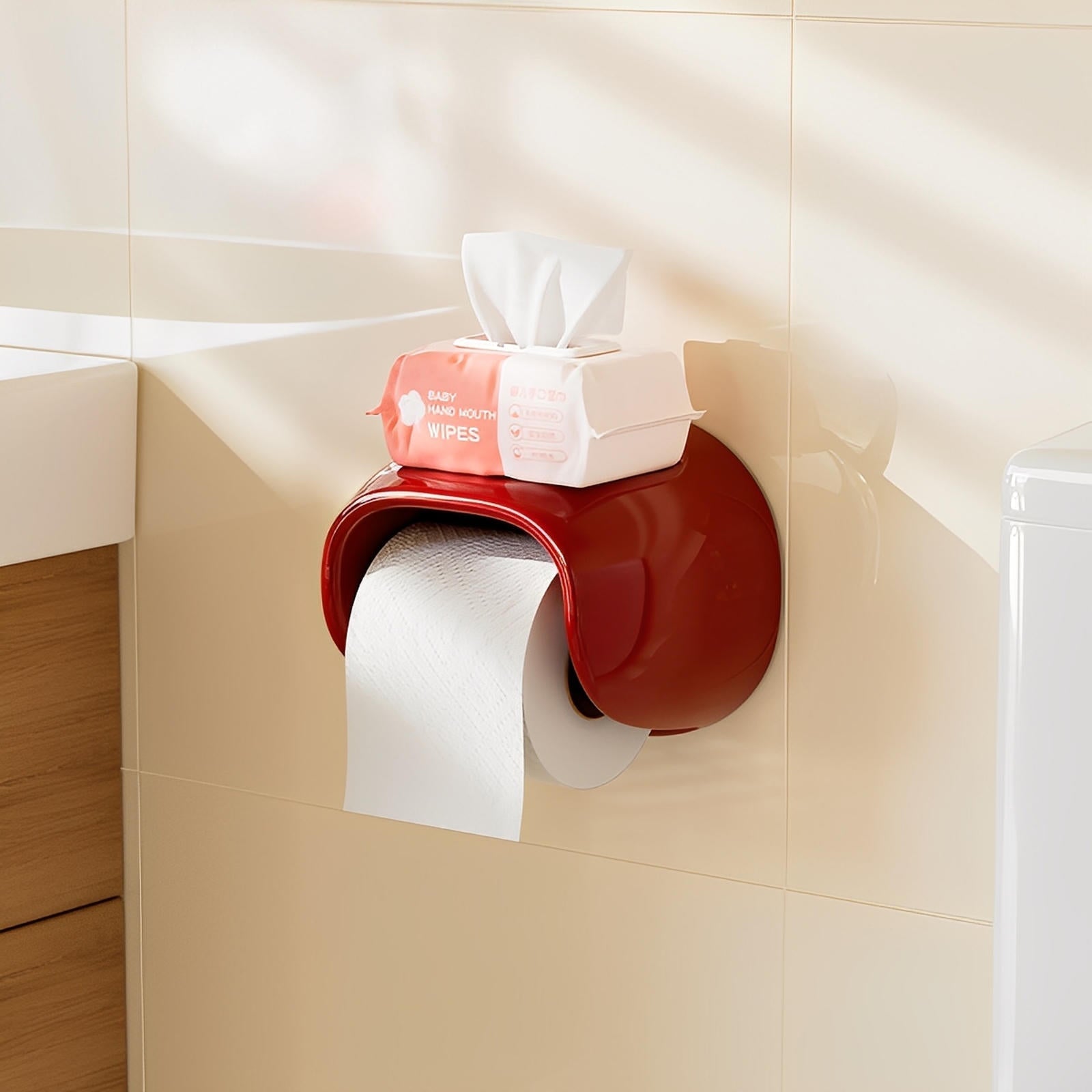 Ari Toilet Paper Holder Stand - High-Gloss, Modern Adhesive Design 4