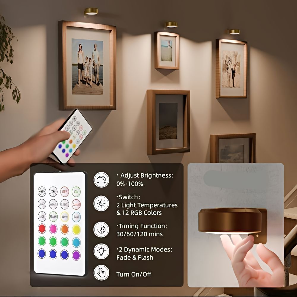 ArtLume LED Spotlight Set - Wireless Rechargeable Remote Control Spot Lights 5