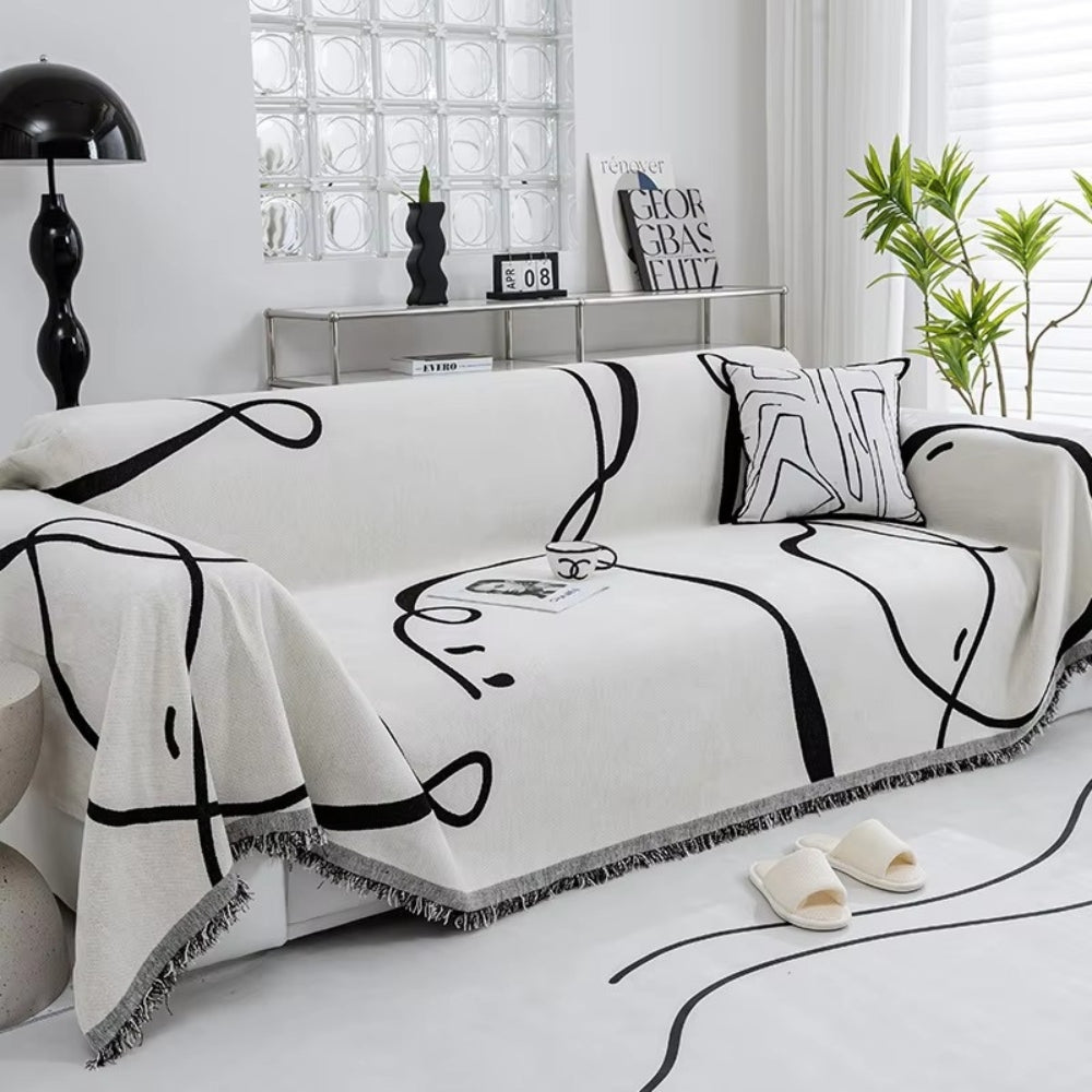 Astra Sofa Cover - Reversible Chenille, Abstract Design 1