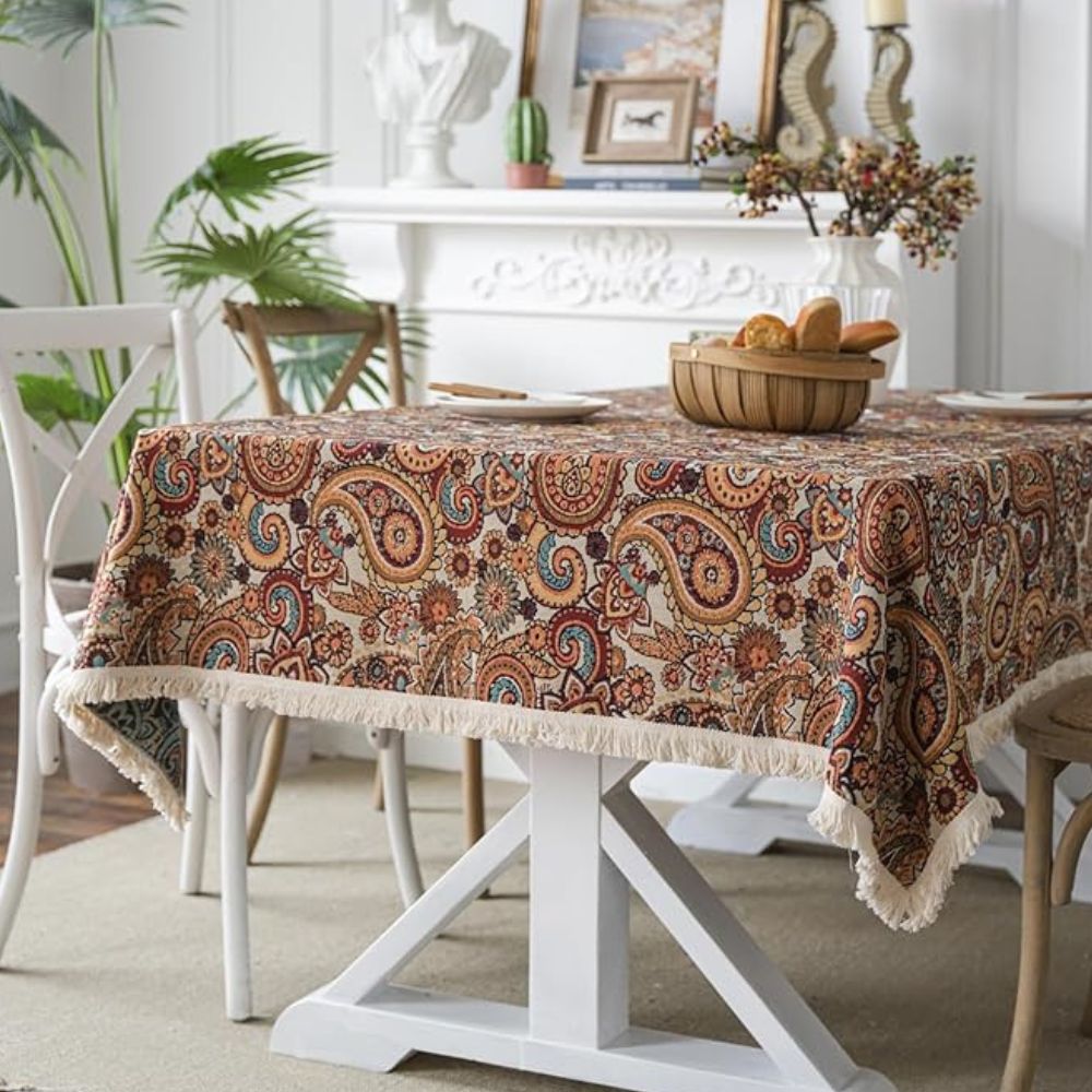 Aurelia Tablecloth - Microfiber Blend, Fringed Tassel Edges 1