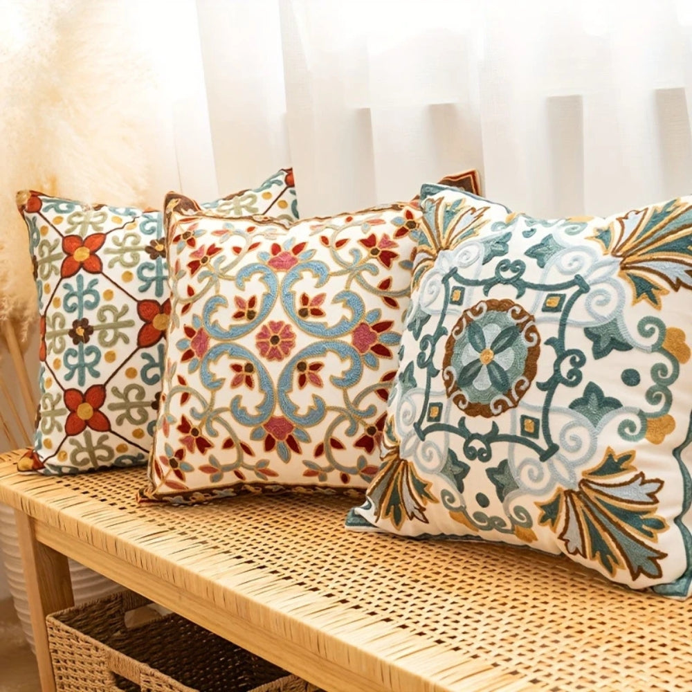 Aureus Sofa Cushion Covers - Embroidered Microfiber, 18x18 7
