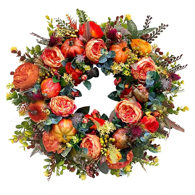 AutumnAura Wreath - Artificial Fall Decor, Rustic Charm for Indoor/Outdoor 5