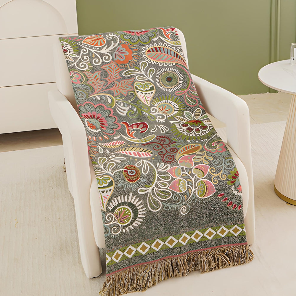 LeafHaven – Boho Reversible Cotton Blanket