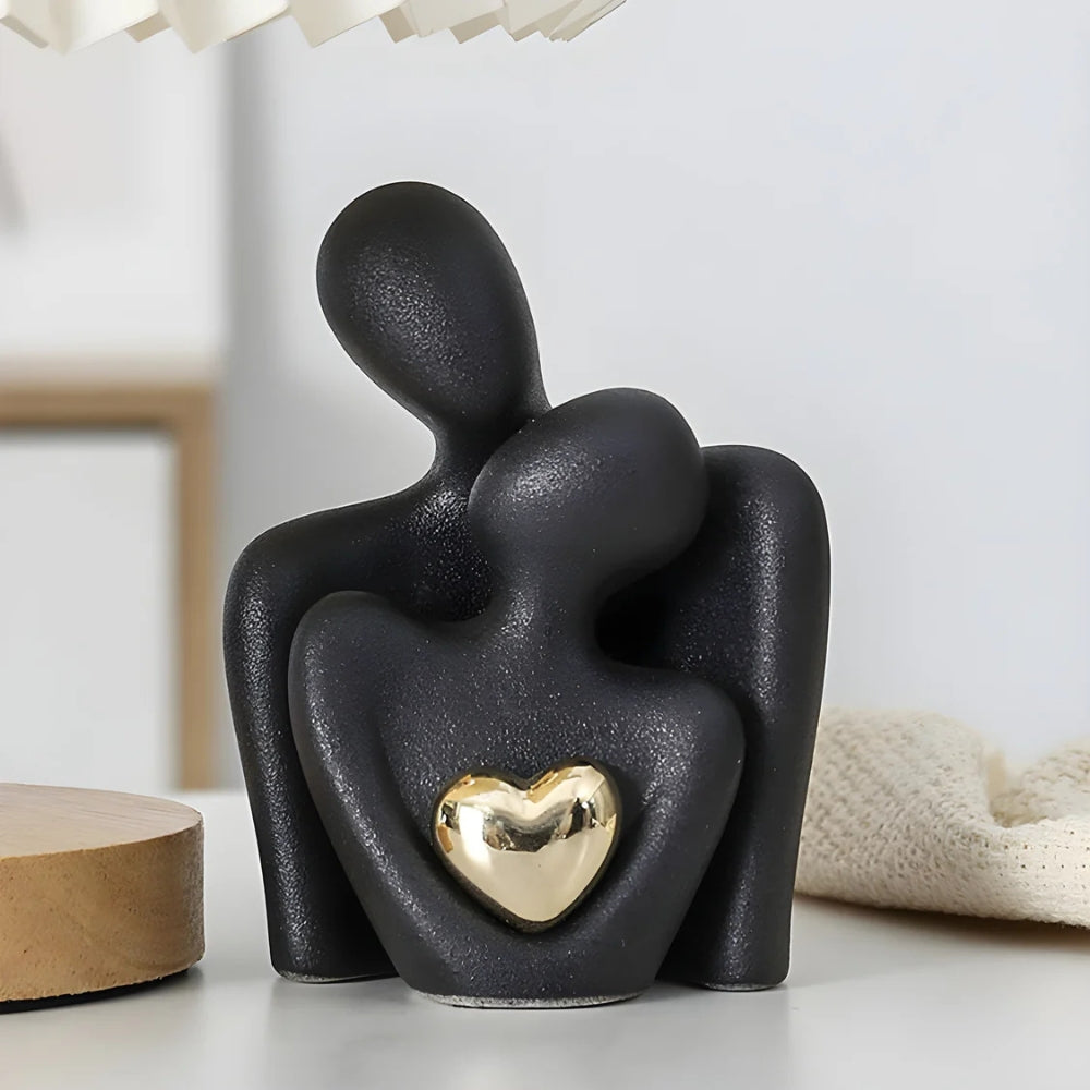 Aveline Figurine - Abstract Resin Couple with Golden Heart 2