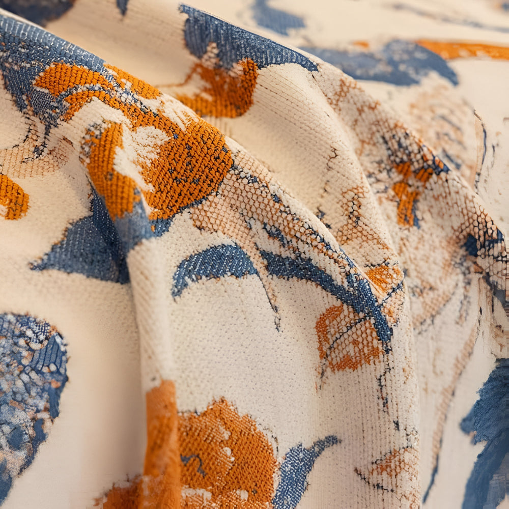 Aveline Sofa Cover - Chenille Jacquard, Floral Design, Reversible 3