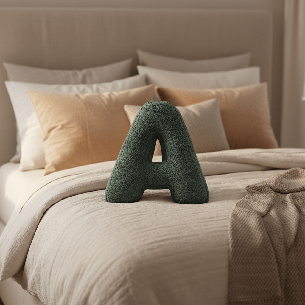 Aveline Velvet Cushion - Soft Fabric, Personalized Alphabet Design 0
