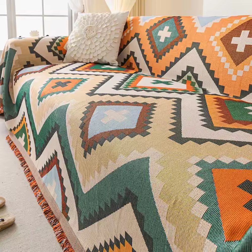 Azen Sofa Cover - Woven Chenille, Vibrant Design 3