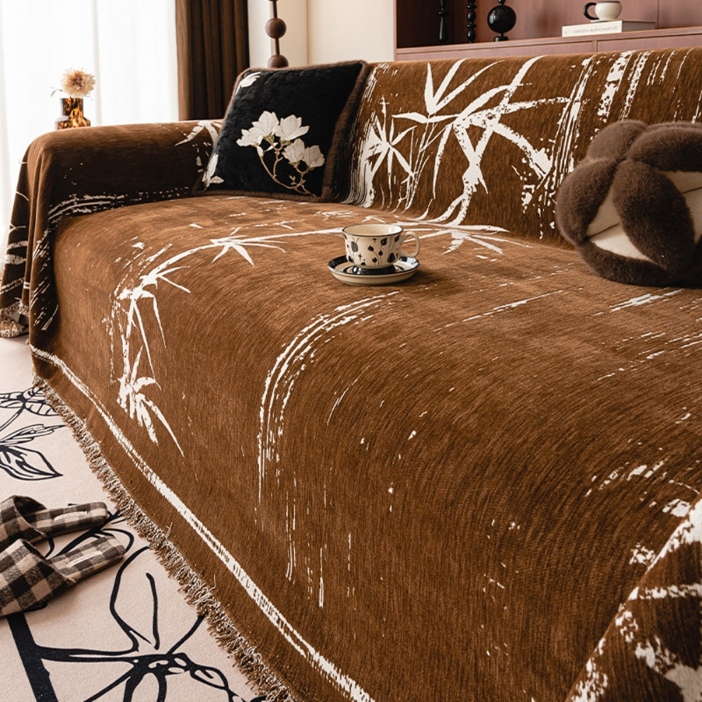Bamboo Whisper Sofa Cover - Chenille Fabric, Elegant Bamboo Design 0