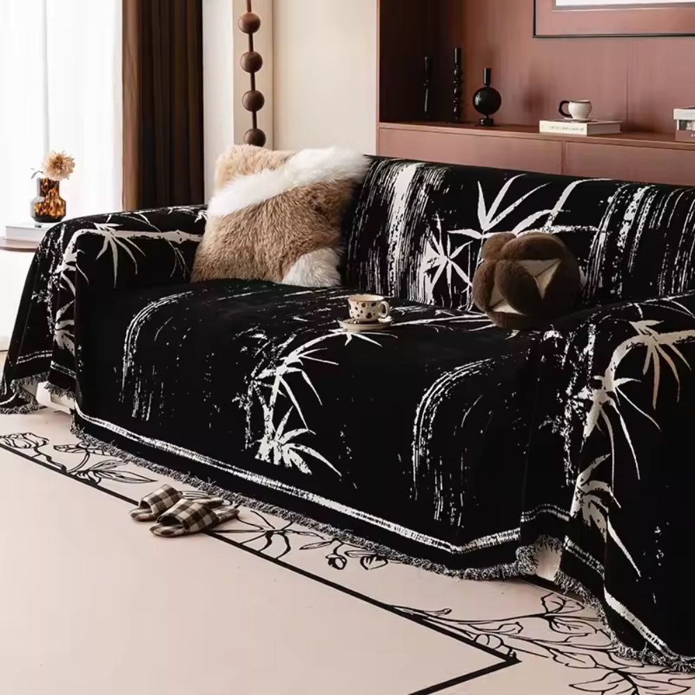 Bamboo Whisper Sofa Cover - Chenille Fabric, Elegant Bamboo Design 1