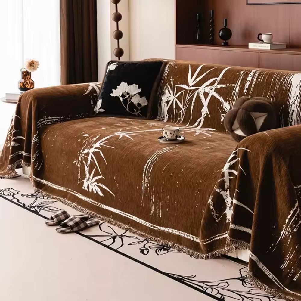 Bamboo Whisper Sofa Cover - Chenille Fabric, Elegant Bamboo Design 4