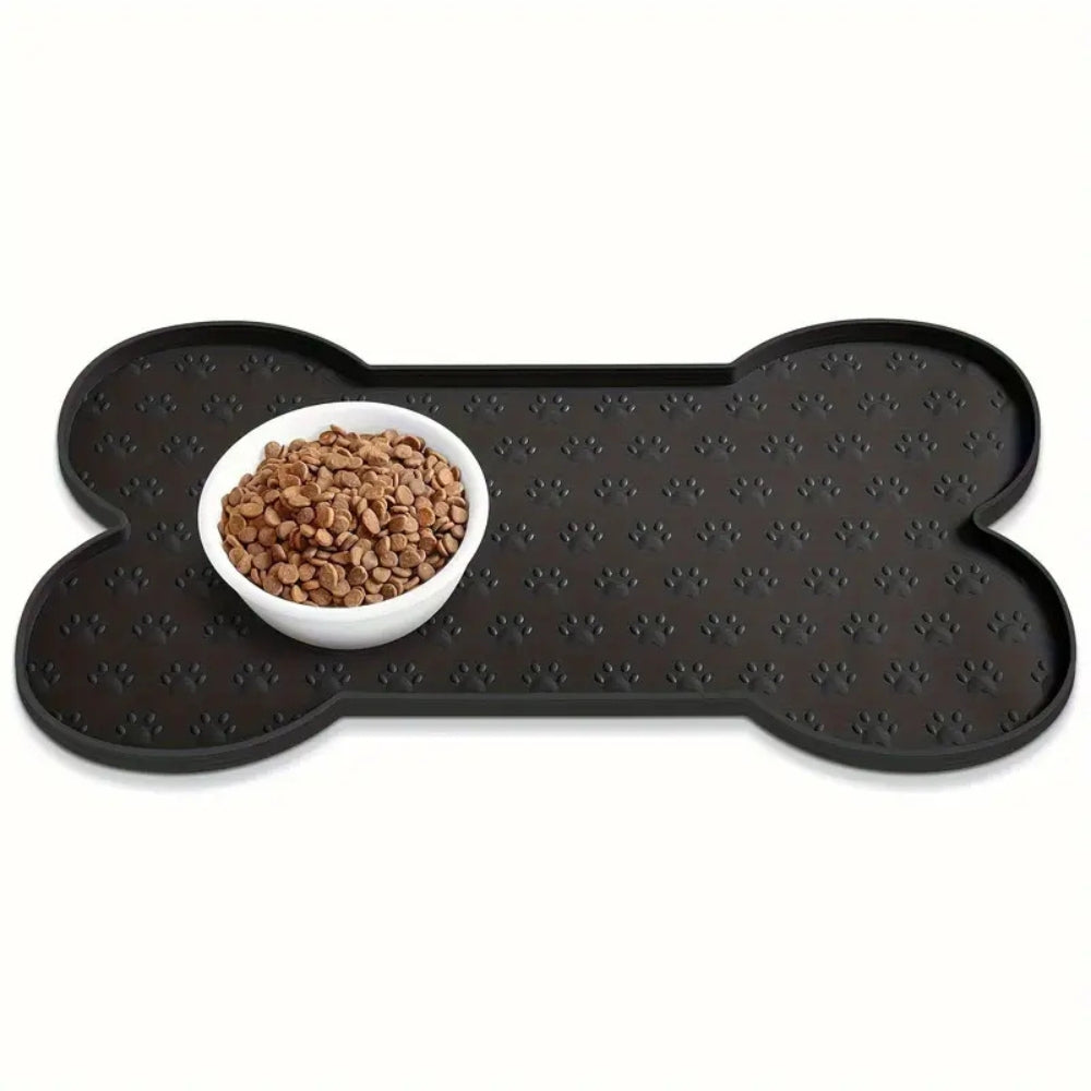 Benson Dog Food Mat - Waterproof Silicone, Non-Slip Bone Shape 3