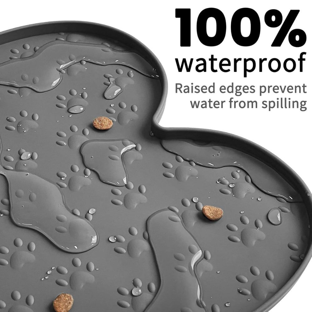 Benson Dog Food Mat - Waterproof Silicone, Non-Slip Bone Shape 5