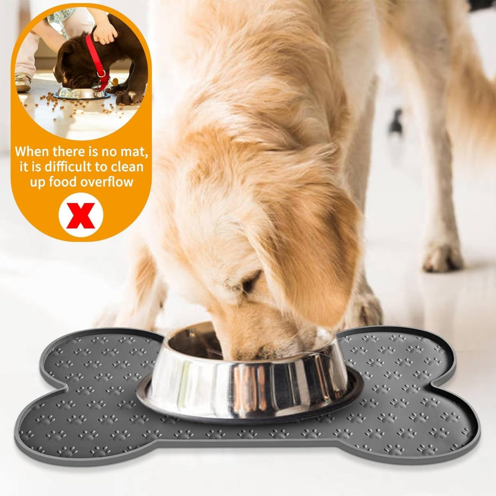 Benson Dog Food Mat - Waterproof Silicone, Non-Slip Bone Shape 8