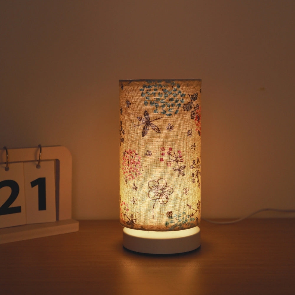 Bloom Table Lamp - Floral Fabric, Vintage Design for Bedroom or Living Room 1