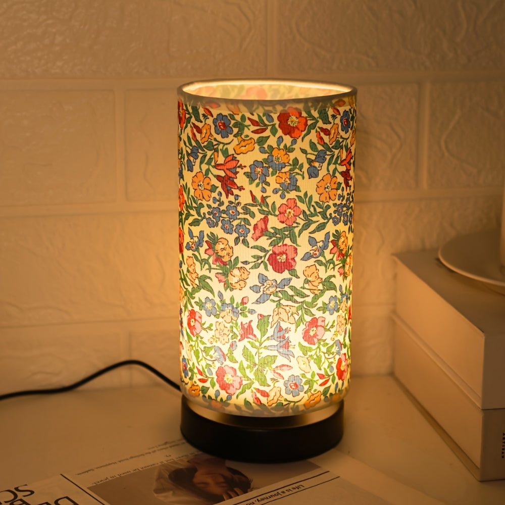 Bloom Table Lamp - Floral Fabric, Vintage Design for Bedroom or Living Room 7