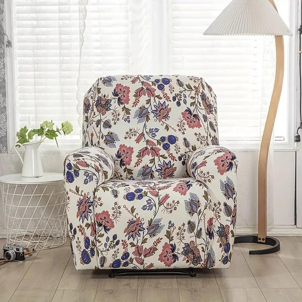 Blossom Recliner Cover - Durable Stretchy Fabric with Side Pockets 3