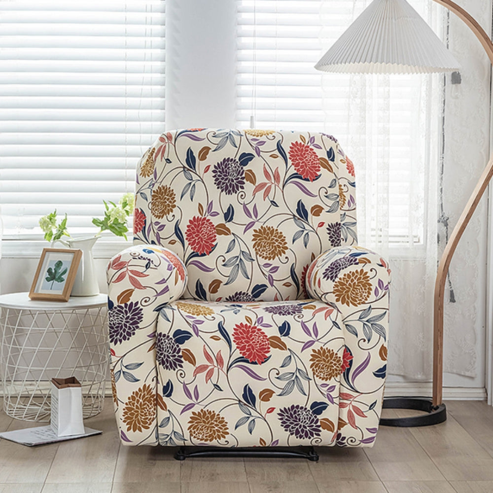 Blossom Recliner Cover - Durable Stretchy Fabric with Side Pockets 5