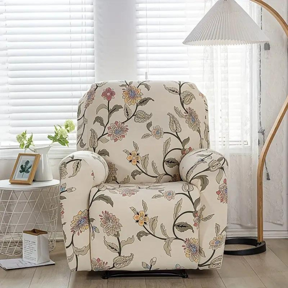Blossom Recliner Cover - Durable Stretchy Fabric with Side Pockets 8