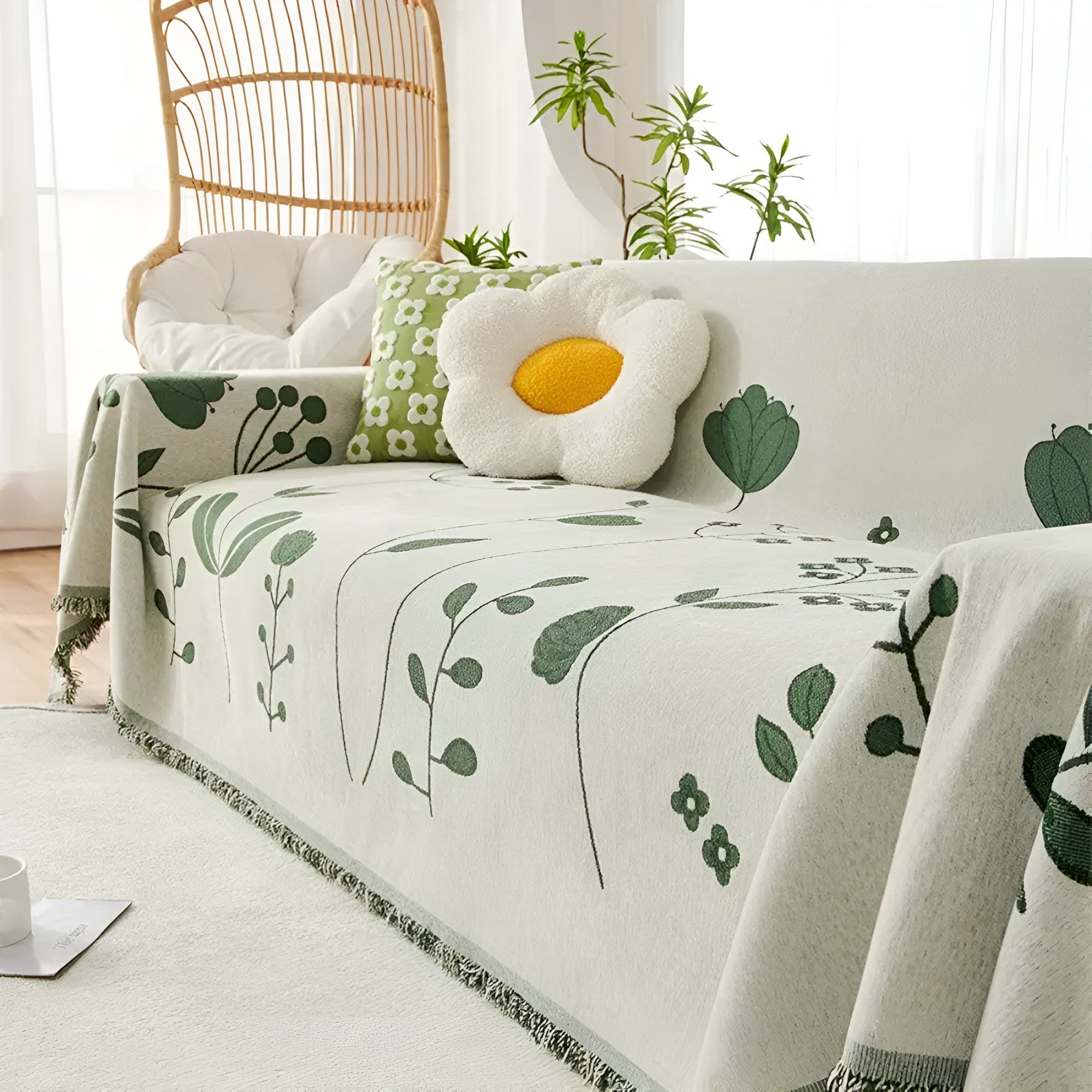 Blossom Sofa Cover - Reversible Microfiber, Floral Design 0