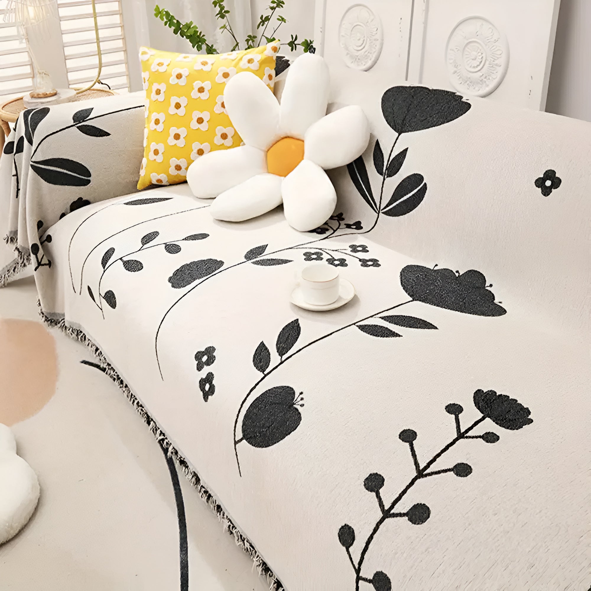 Blossom Sofa Cover - Reversible Microfiber, Floral Design 2
