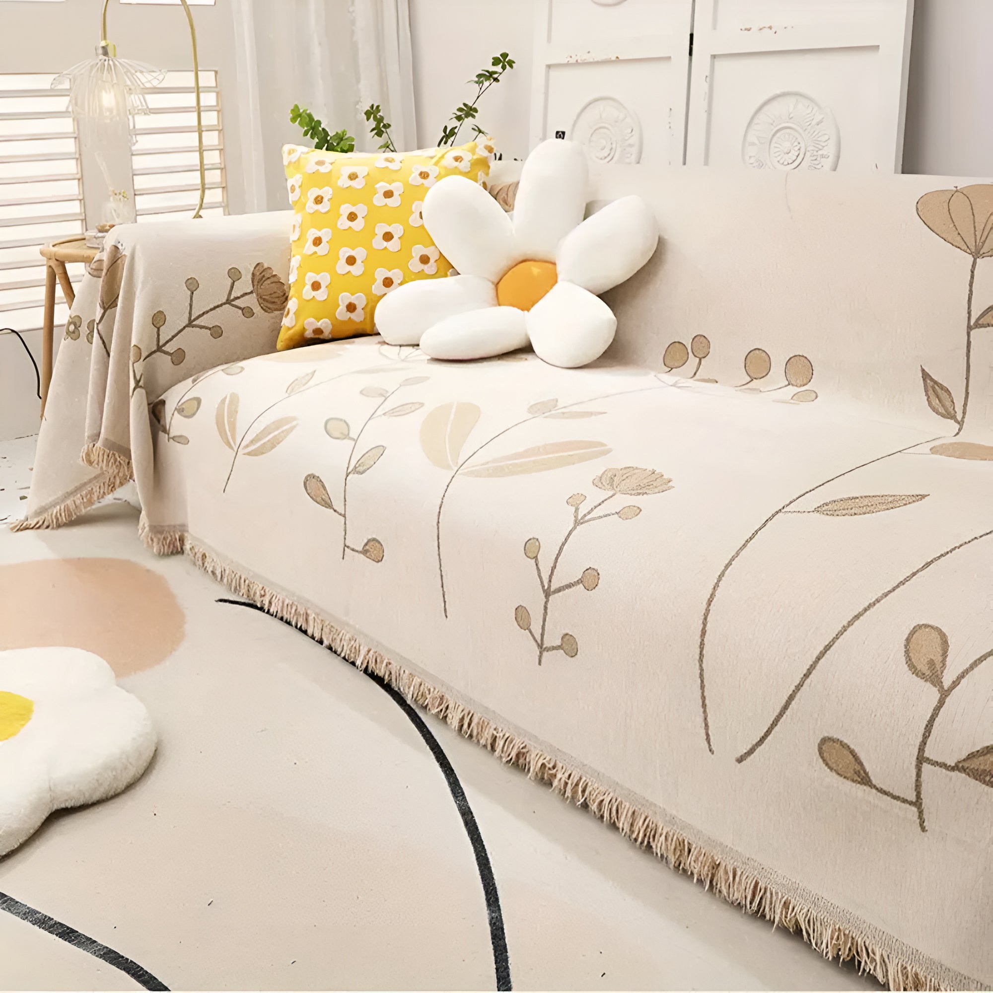 Blossom Sofa Cover - Reversible Microfiber, Floral Design 5