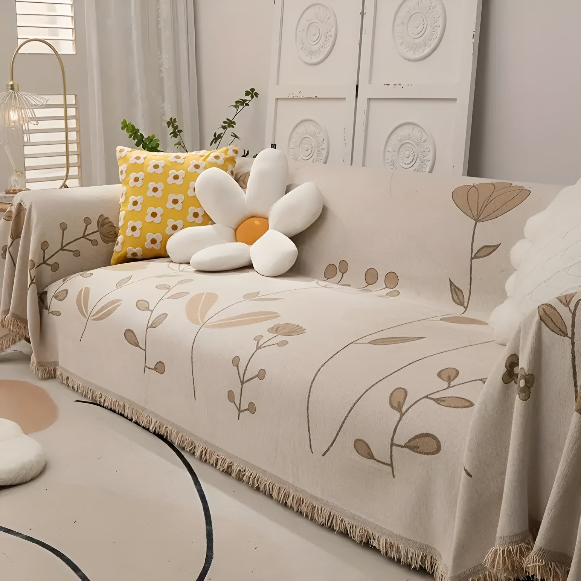 Blossom Sofa Cover - Reversible Microfiber, Floral Design 6