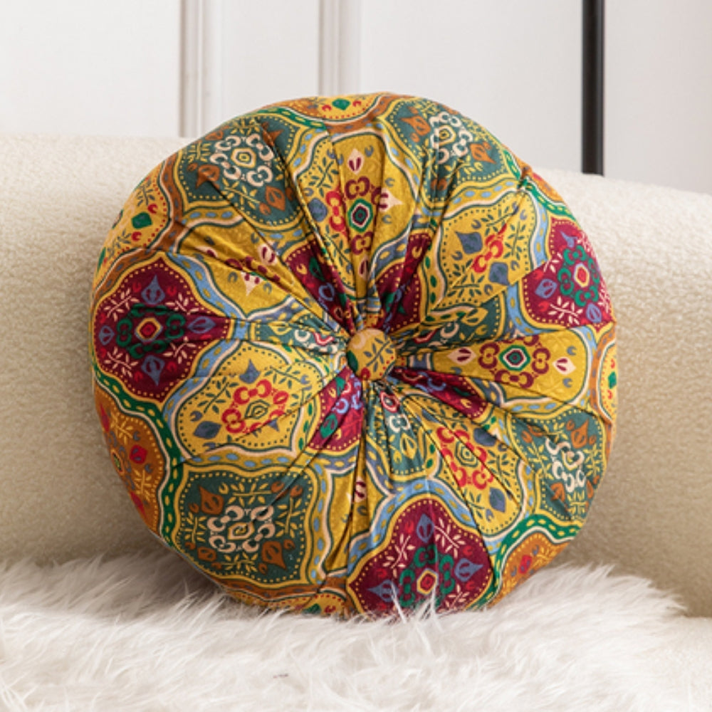 Bohara Round Cushion - Soft Microfiber, Vibrant Tribal Design 5
