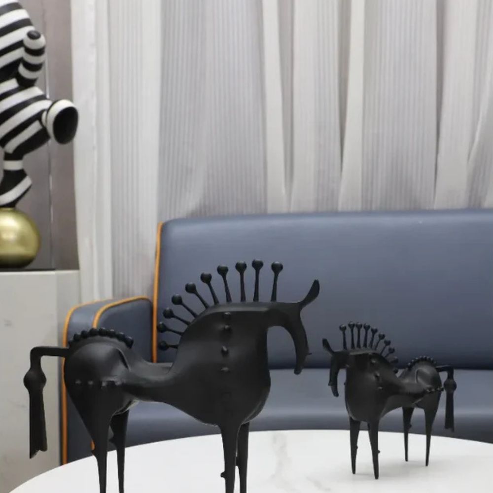 Bold Stallion Sculpture - High-Quality Metal, Abstract Design 6