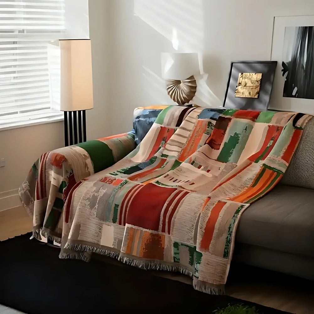 Boreal Sofa Cover - Soft Microfiber, Rustic Geometric Design 1