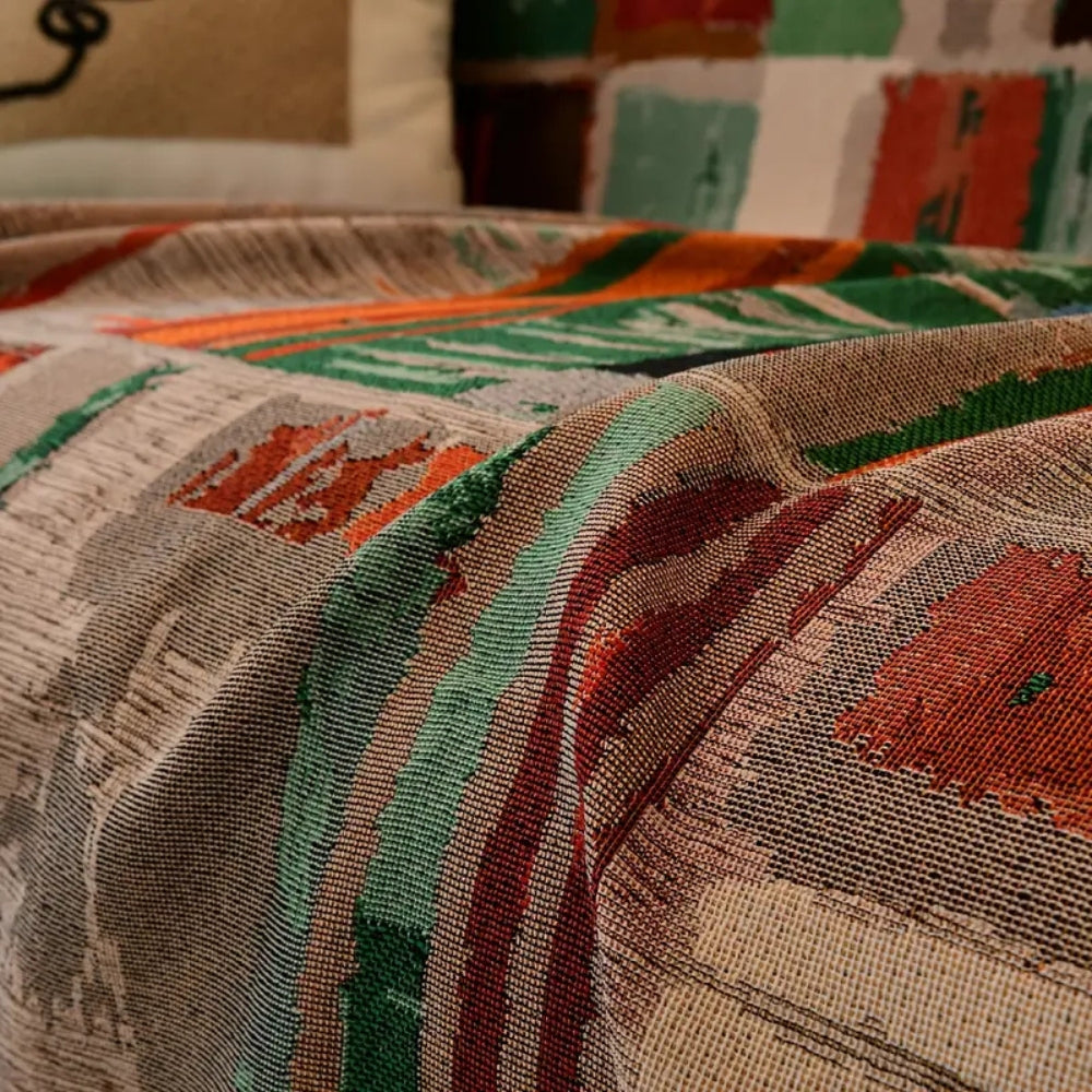 Boreal Sofa Cover - Soft Microfiber, Rustic Geometric Design 3