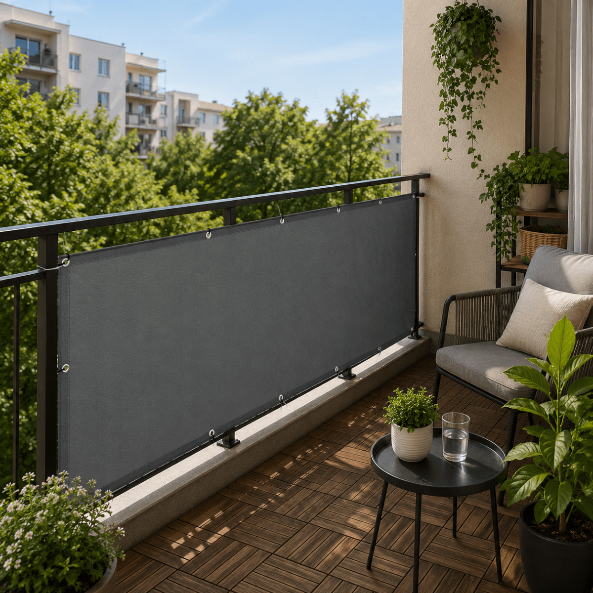 BreezeGuard Balcony Privacy Screen - Durable Polyester Fabric, Outdoor Protection 1