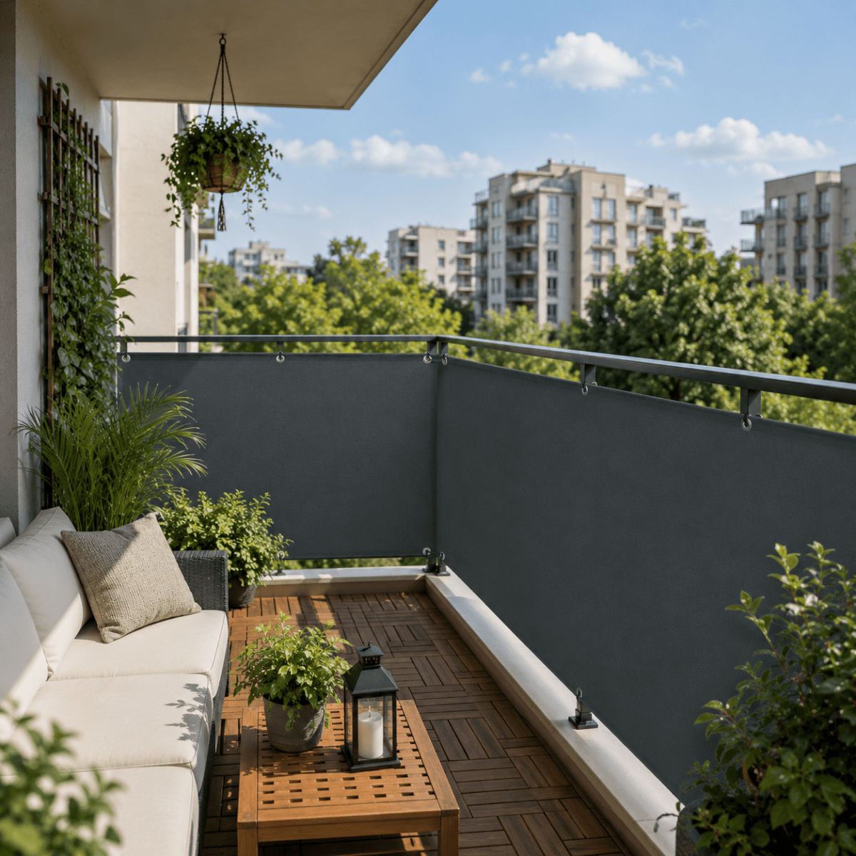 BreezeGuard Balcony Privacy Screen - Durable Polyester Fabric, Outdoor Protection 3