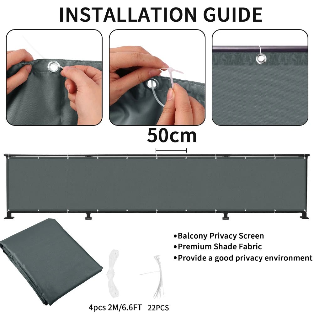 BreezeGuard Balcony Privacy Screen - Durable Polyester Fabric, Outdoor Protection 5