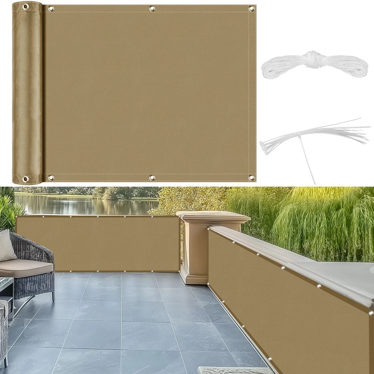 BreezeGuard Balcony Privacy Screen - Durable Polyester Fabric, Outdoor Protection 9