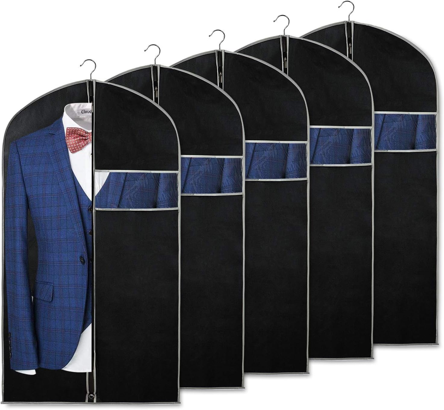 BreezeGuard Garment Bag for Travel - Breathable Non-Woven Fabric, 10-Pack with Clear Window 0