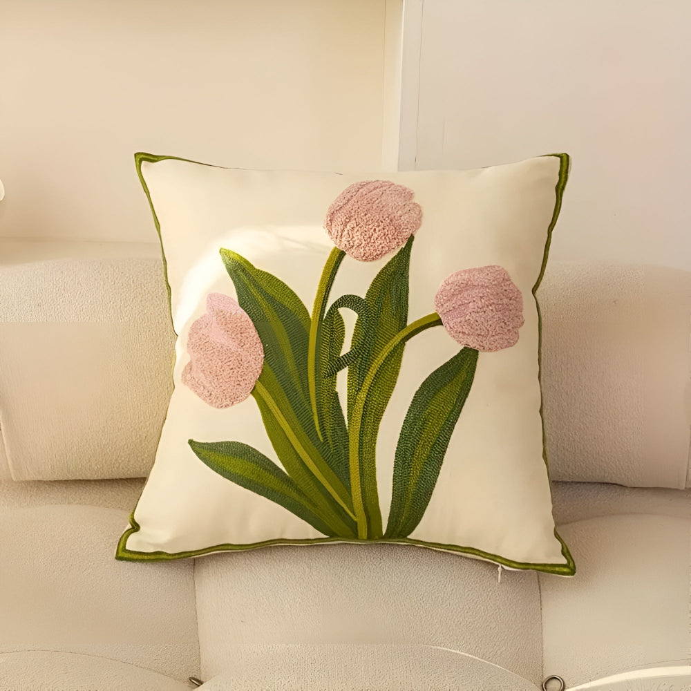 Breeze Sofa Cushion Covers - Cotton Floral Embroidery, Boho-Chic 0