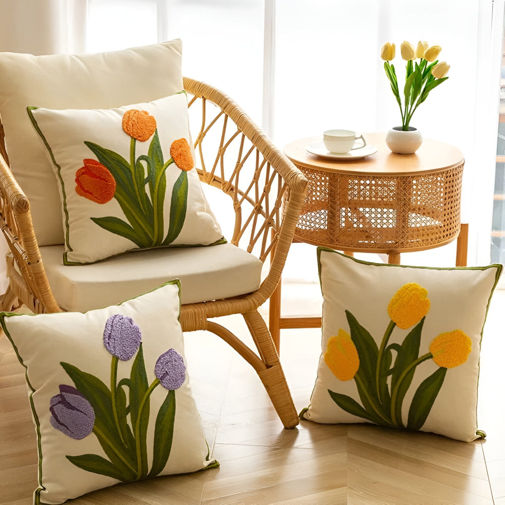 Breeze Sofa Cushion Covers - Cotton Floral Embroidery, Boho-Chic 5