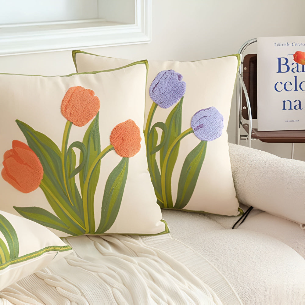 Breeze Sofa Cushion Covers - Cotton Floral Embroidery, Boho-Chic 7