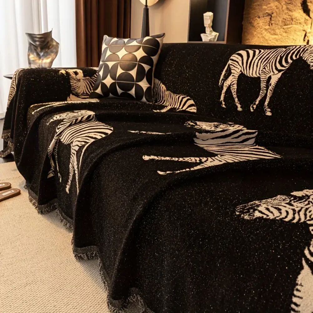 Breeze Zebra Sofa Cover - Soft Microfiber, Stylish Protection 4