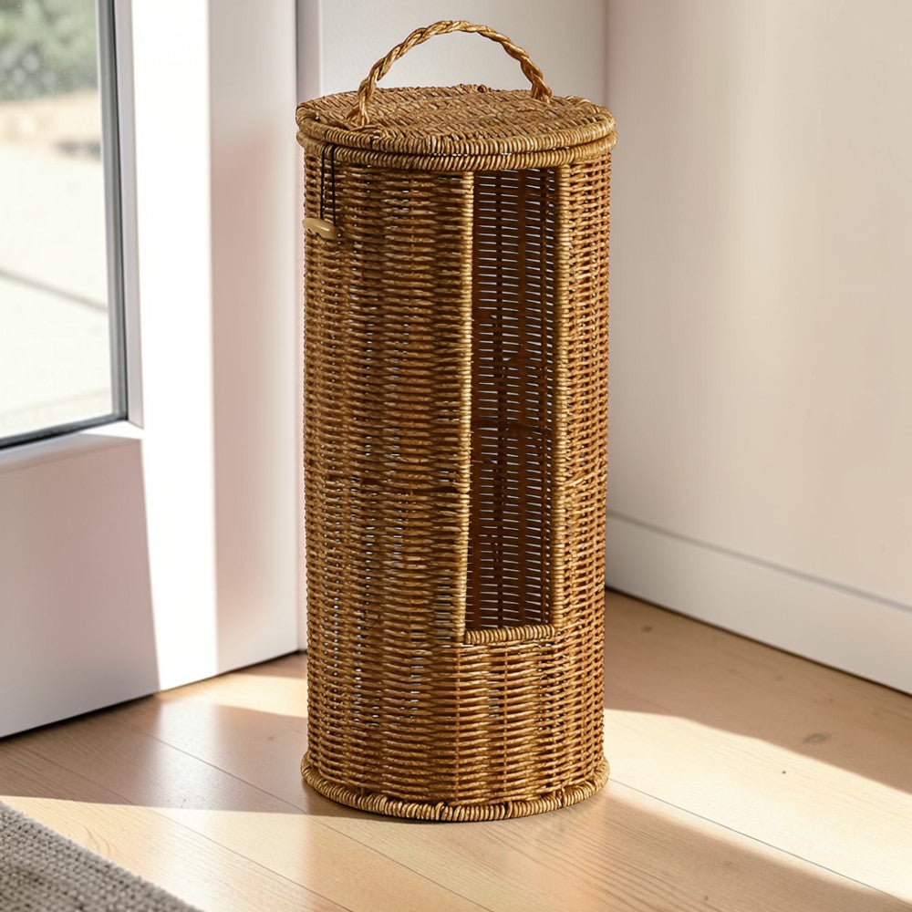Breezy Toilet Paper Holder Stand - Eco-Friendly Braided Rope, Freestanding Design 0