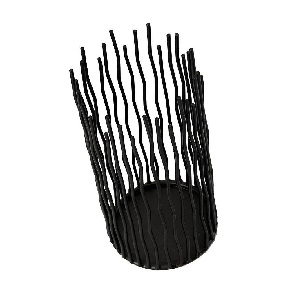 Brennan Candle Holder - Black Iron, Geometric Design 5
