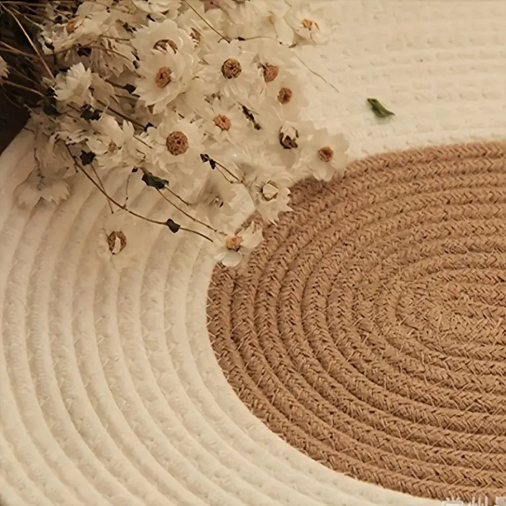 Brynley Area Rug - Washable Braided Hemp, Boho Oval Design 5