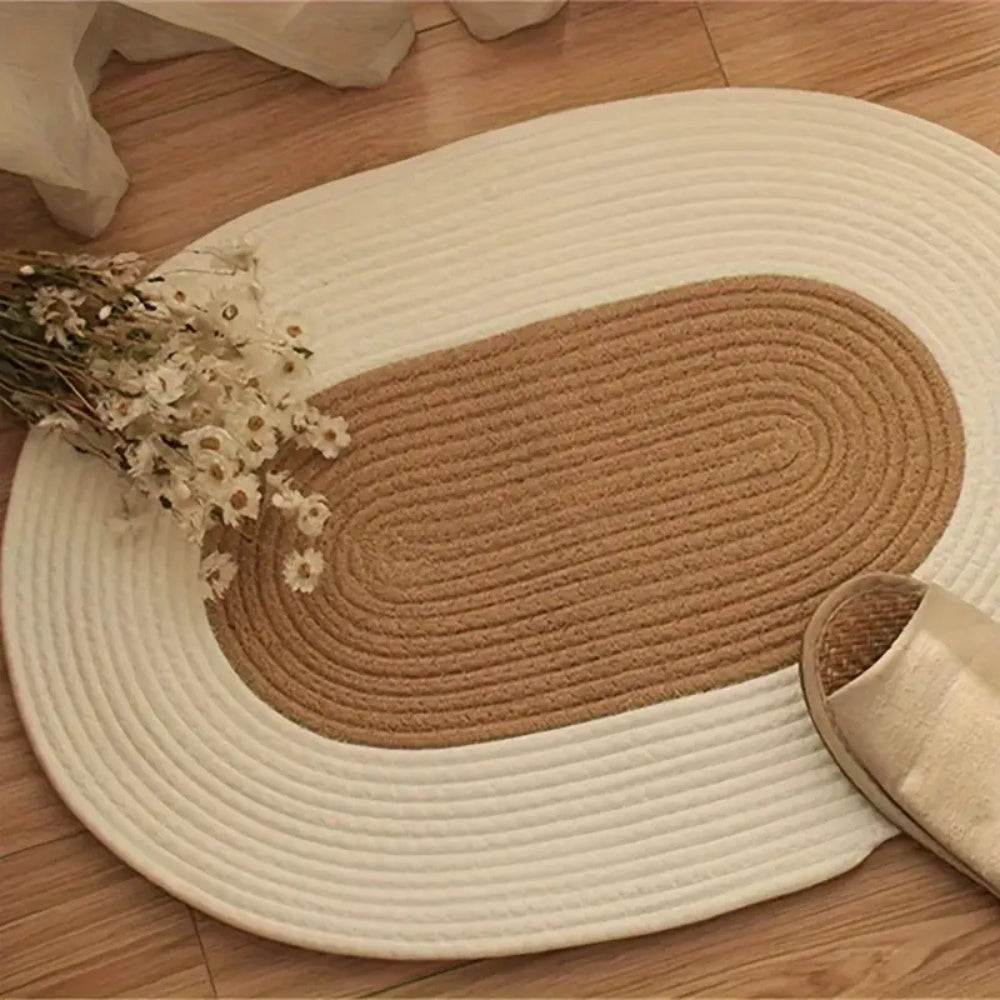 Brynley Area Rug - Washable Braided Hemp, Boho Oval Design 6