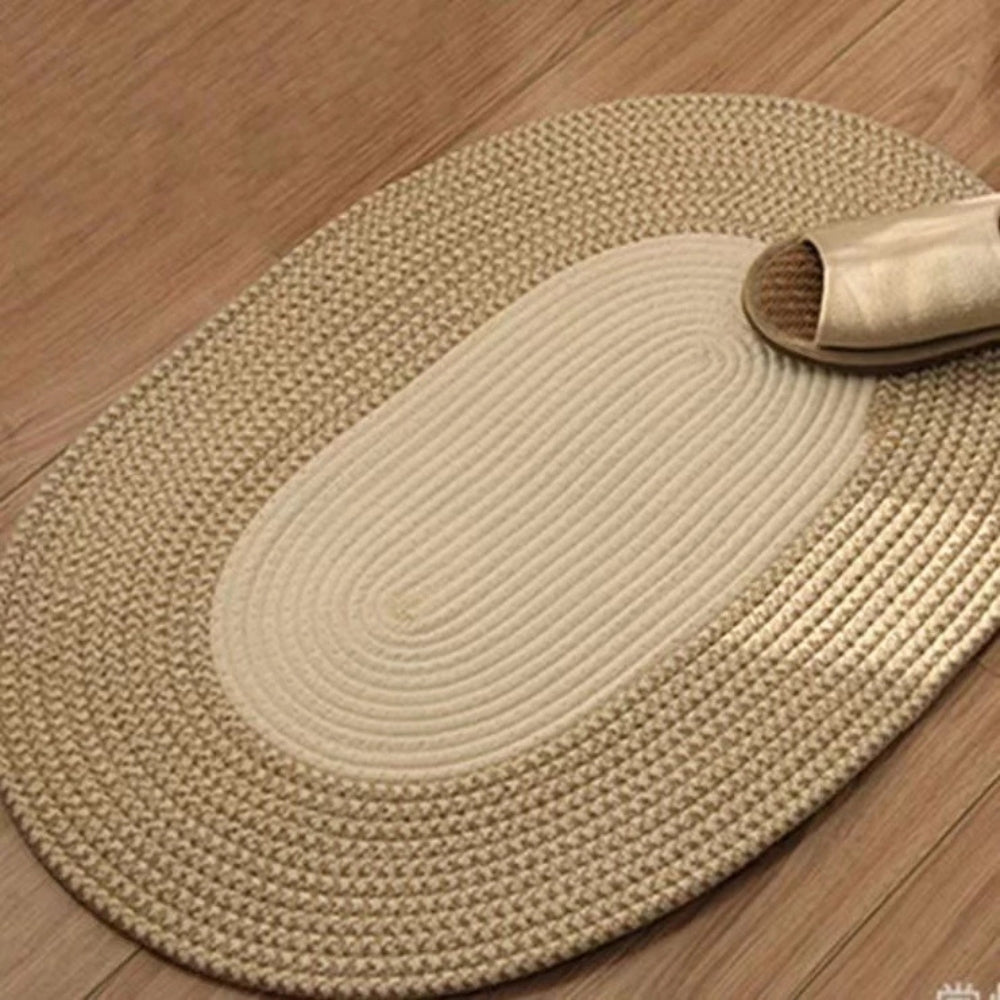 Brynley Area Rug - Washable Braided Hemp, Boho Oval Design 7