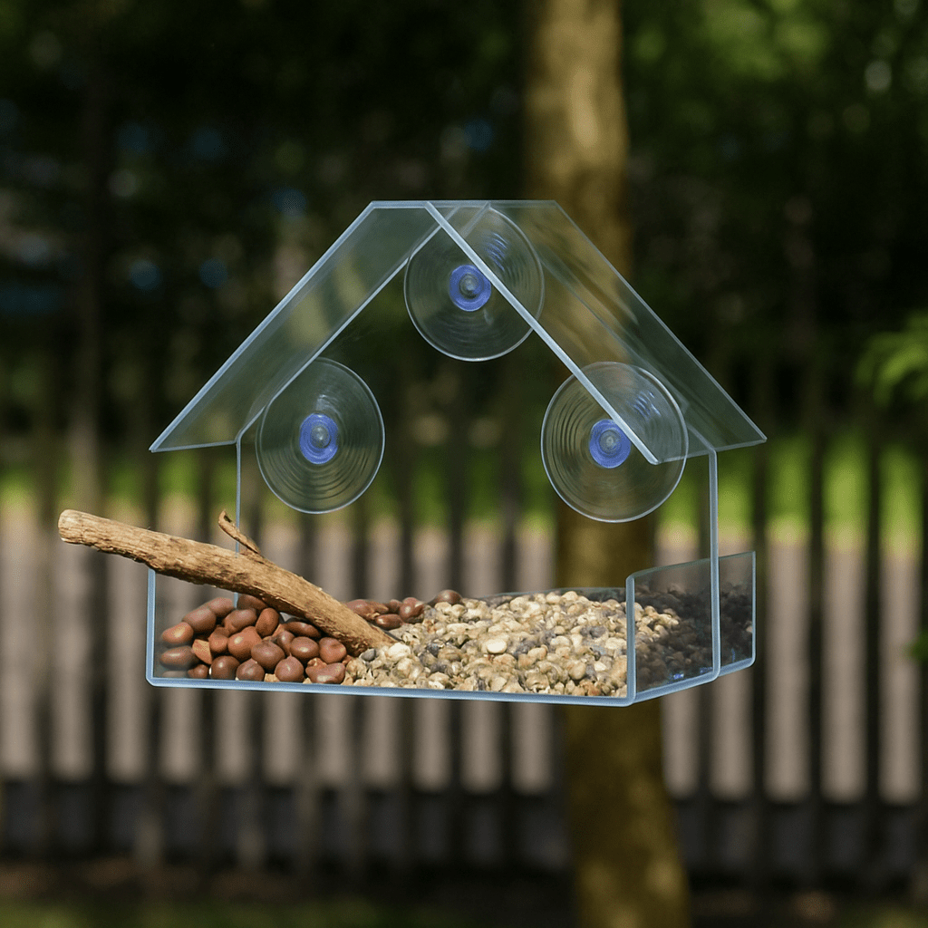 ClearView Perch - Window Bird Feeder - Modern Style - Close Viewing