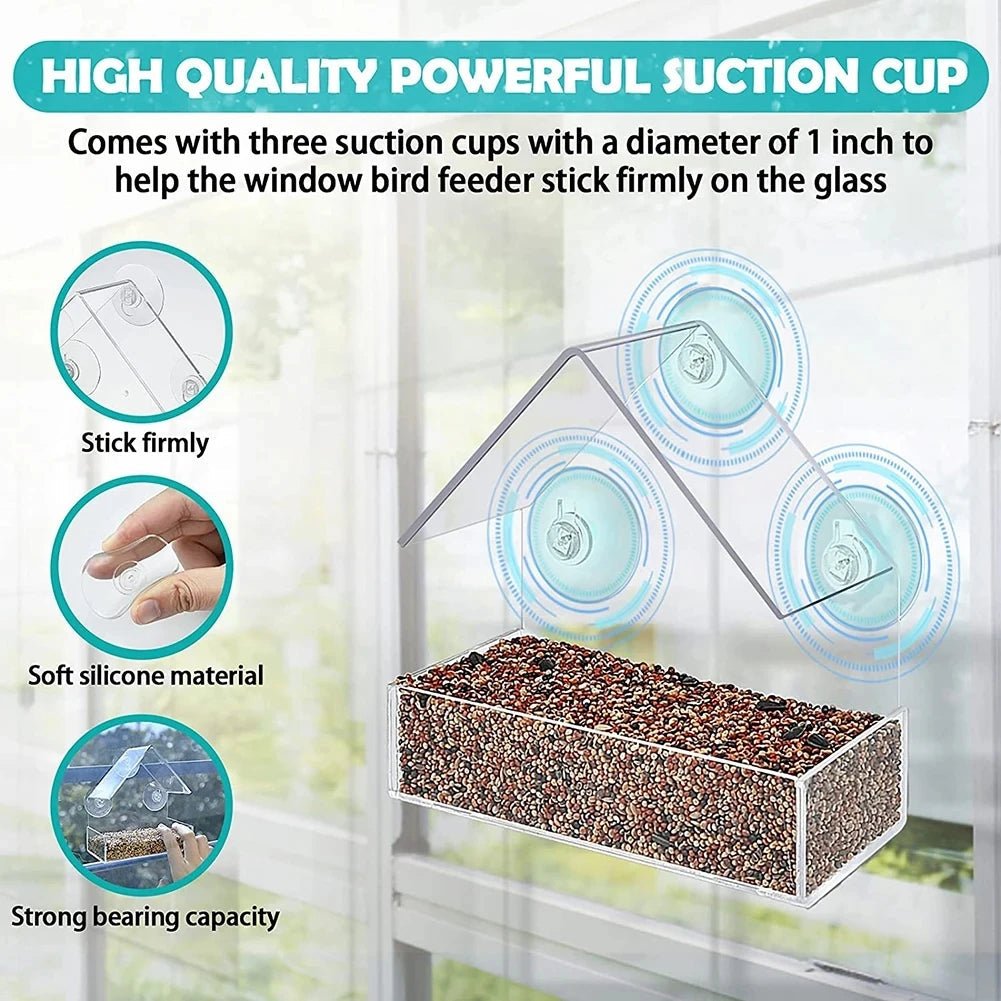 ClearView Perch - Window Bird Feeder - Modern Style - Close Viewing