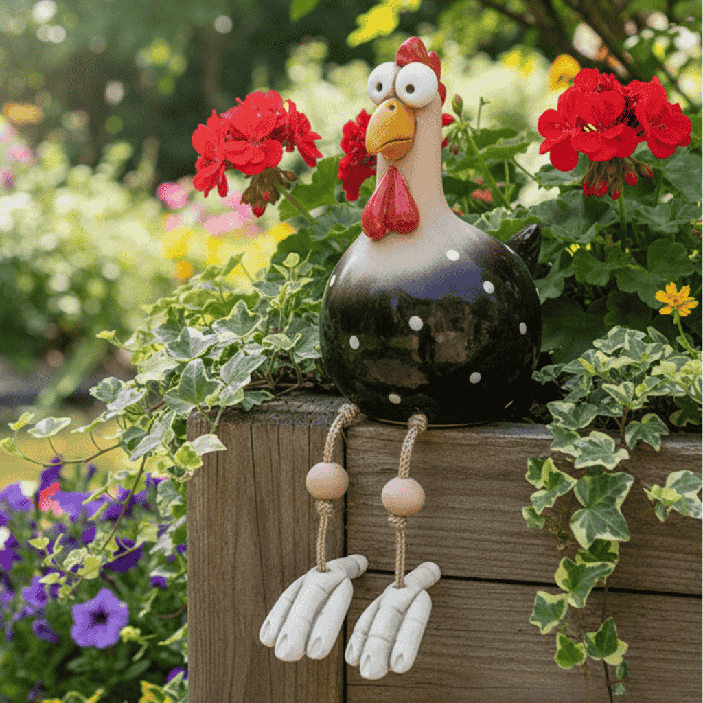 ChickCharm Decor - Garden Chicken Statue - Playful Style - Weatherproof