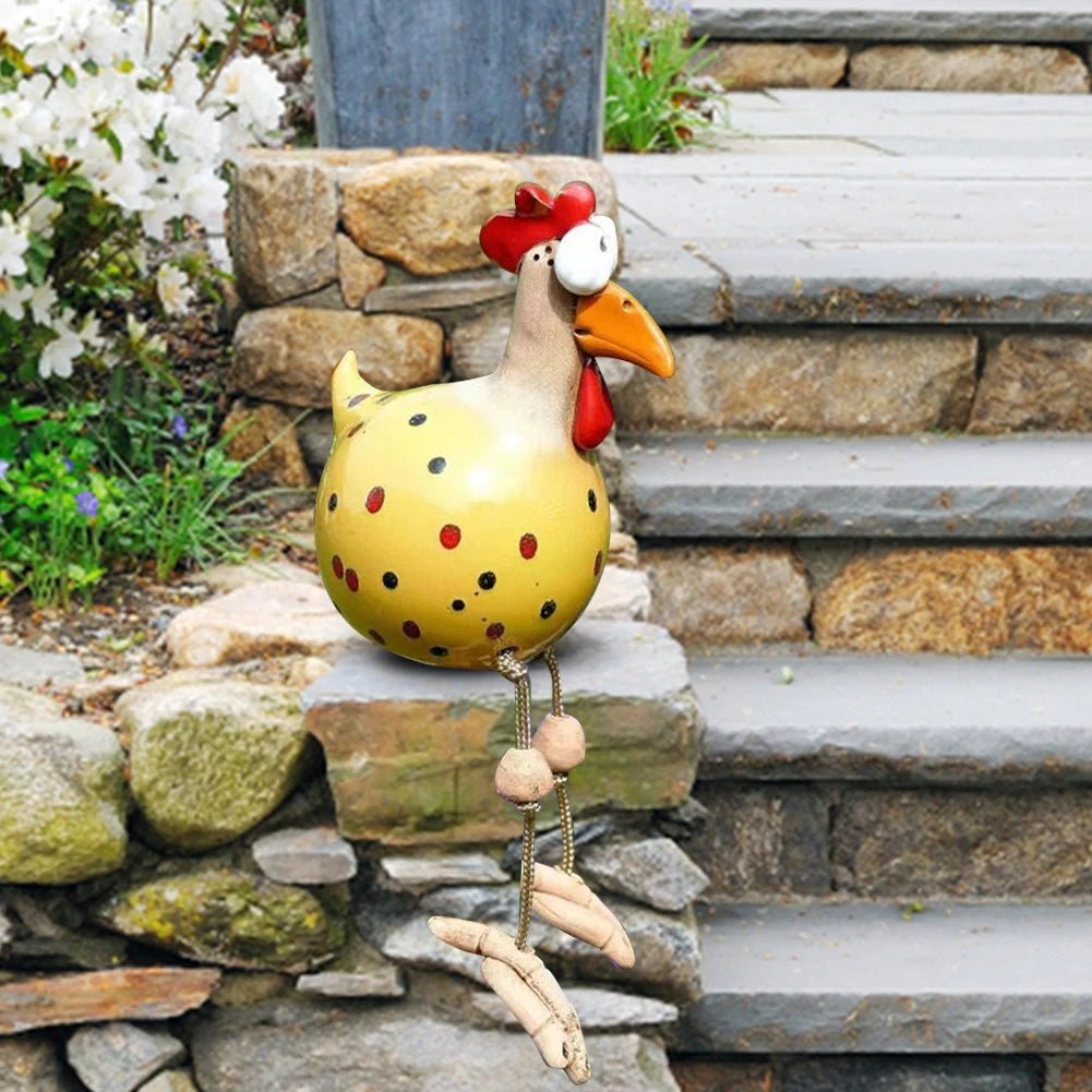 ChickCharm Decor - Garden Chicken Statue - Playful Style - Weatherproof