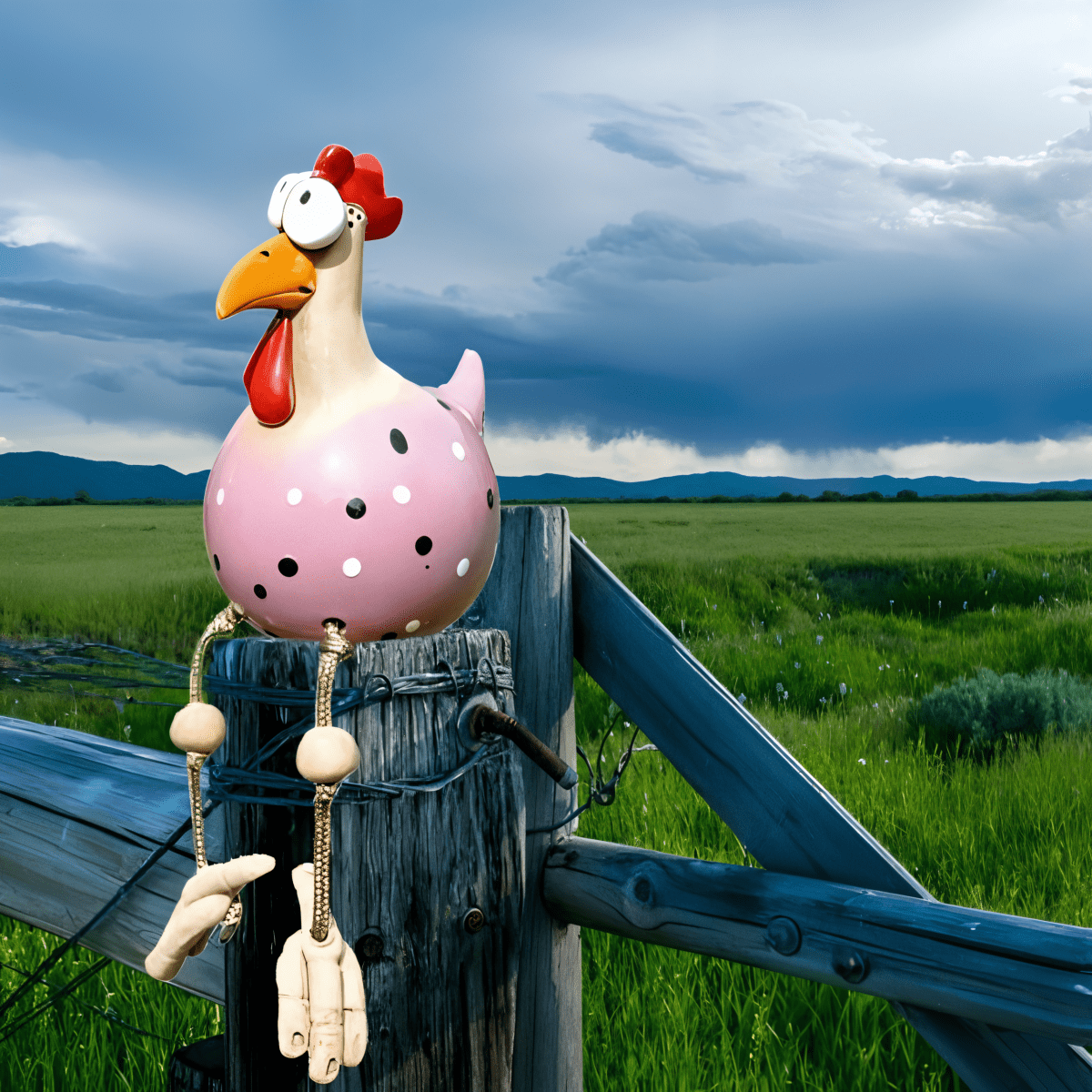 ChickCharm Decor - Garden Chicken Statue - Playful Style - Weatherproof